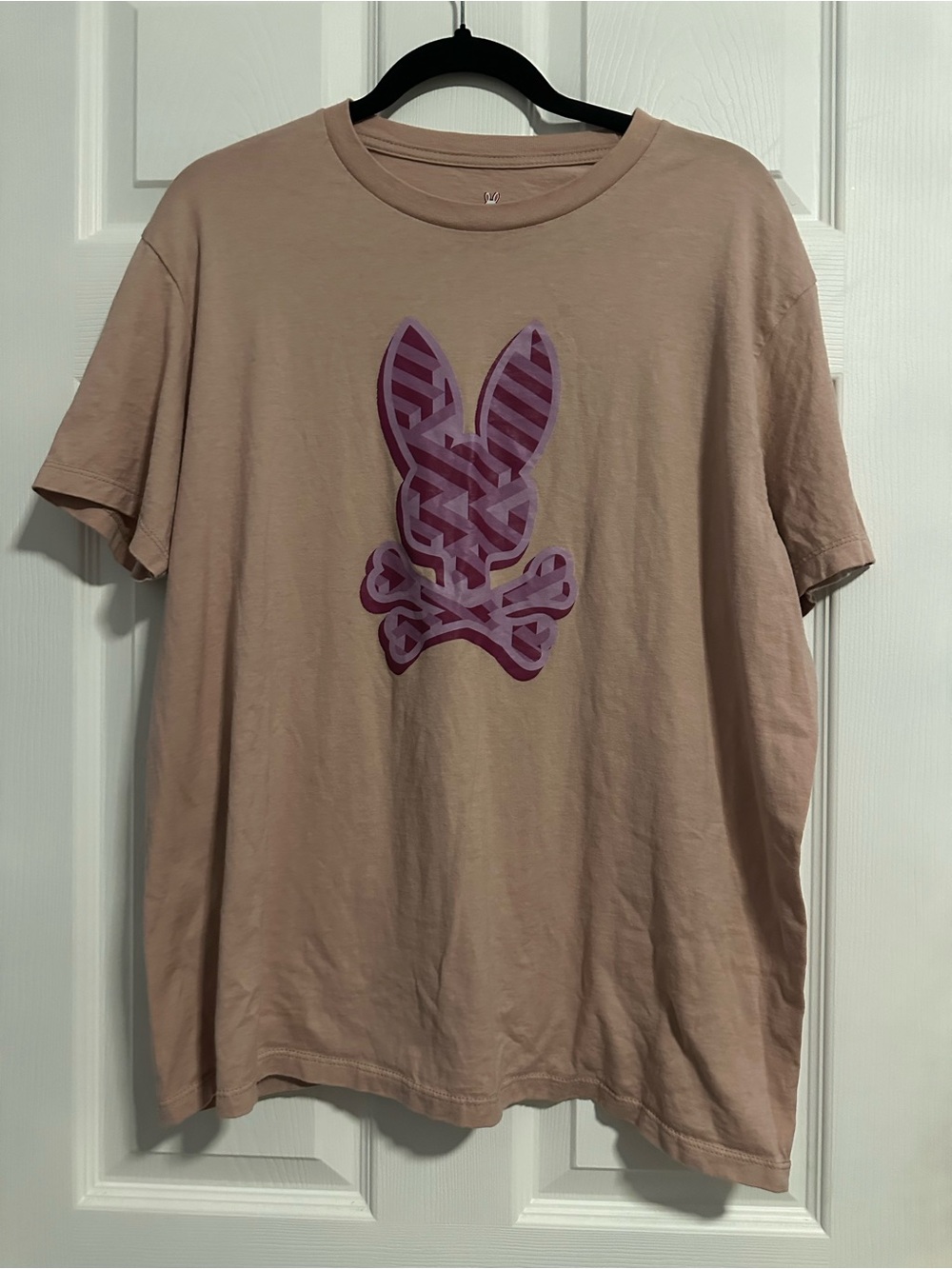 Psycho Bunny Women's Short Sleeve Tee in Dusty Pink with Purple Logo